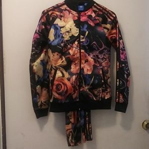 Adidas Floral track suit Size L girls